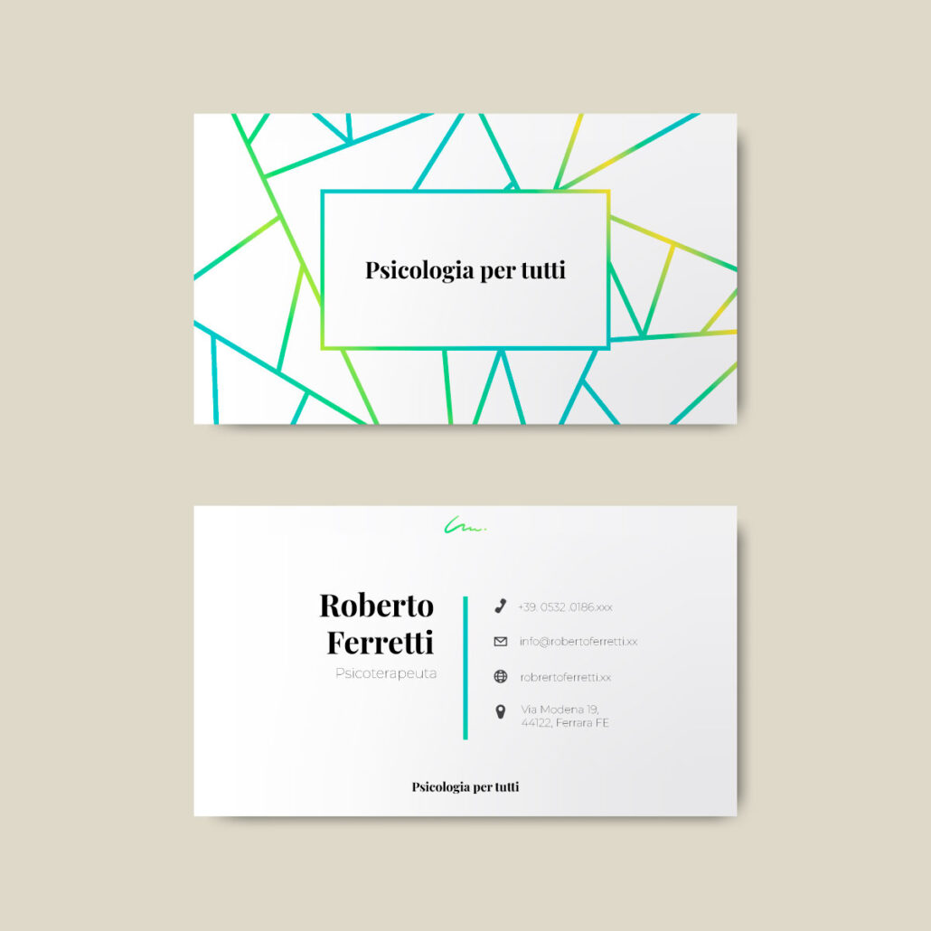 Biglietto da visita di esempio di professionista con ufficio virtuale a Ferrara in E618